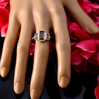 smoky quartz Trilogy Korean Sterling Silver Brown Gems Whisper thin Artisan Ring Jewelry