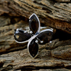 smoky quartz quarter German 925 Sterling Silver Brown Gemstones Minimal Floral Ring Jewelry