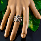 Smoky Quartz multiple Russian Silver Brown Gemstone Eye catching Abstract Ring Jewelry