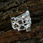Smoky Quartz multiple Russian Silver Brown Gemstone Eye catching Abstract Ring Jewelry