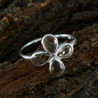 Smoky Quartz quarter Korean Silver Brown Gems Dainty Floral Ring Jewellery