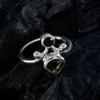Smoky Quartz Toi et Moi African Sterling Silver Brown Gemstone Tiny Modern Ring Jewellery