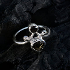 Smoky Quartz Toi et Moi African Sterling Silver Brown Gemstone Tiny Modern Ring Jewellery