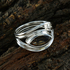 Smoky Quartz Toi et Moi Egyptian Sterling Silver Brown Gemstones Tiny Fairytale Ring Jewellery