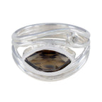 Smoky Quartz Toi et Moi Egyptian Sterling Silver Brown Gemstones Tiny Fairytale Ring Jewellery