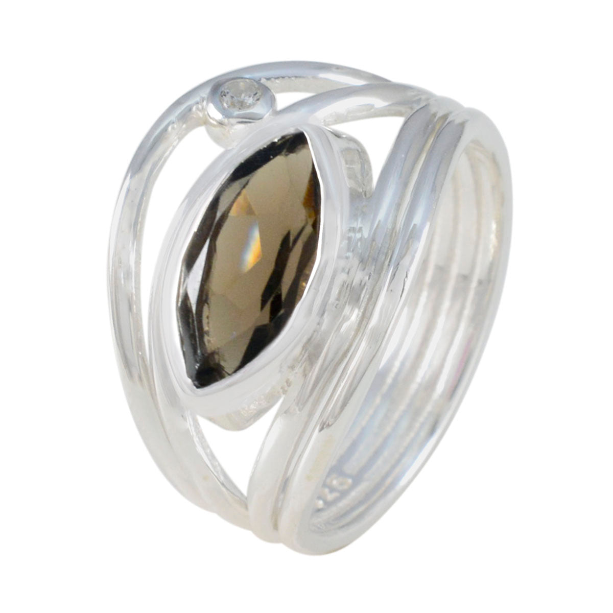 Smoky Quartz Toi et Moi Egyptian Sterling Silver Brown Gemstones Tiny Fairytale Ring Jewellery