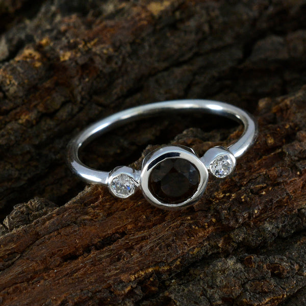 Smoky Quartz Trilogy Korean Silver Brown Gemstones Elegant  Glamorous Ring Jewelry
