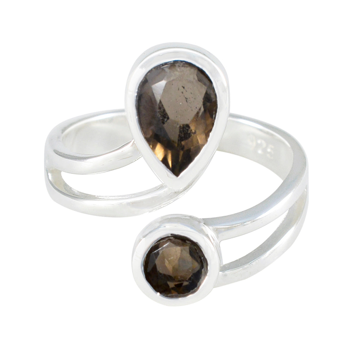 Smoky Quartz Toi et Moi German Sterling Silver Brown Gemstone Tiny Fairytale Ring Jewellery