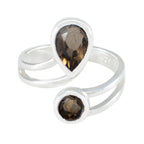 Smoky Quartz Toi et Moi German Sterling Silver Brown Gemstone Tiny Fairytale Ring Jewellery