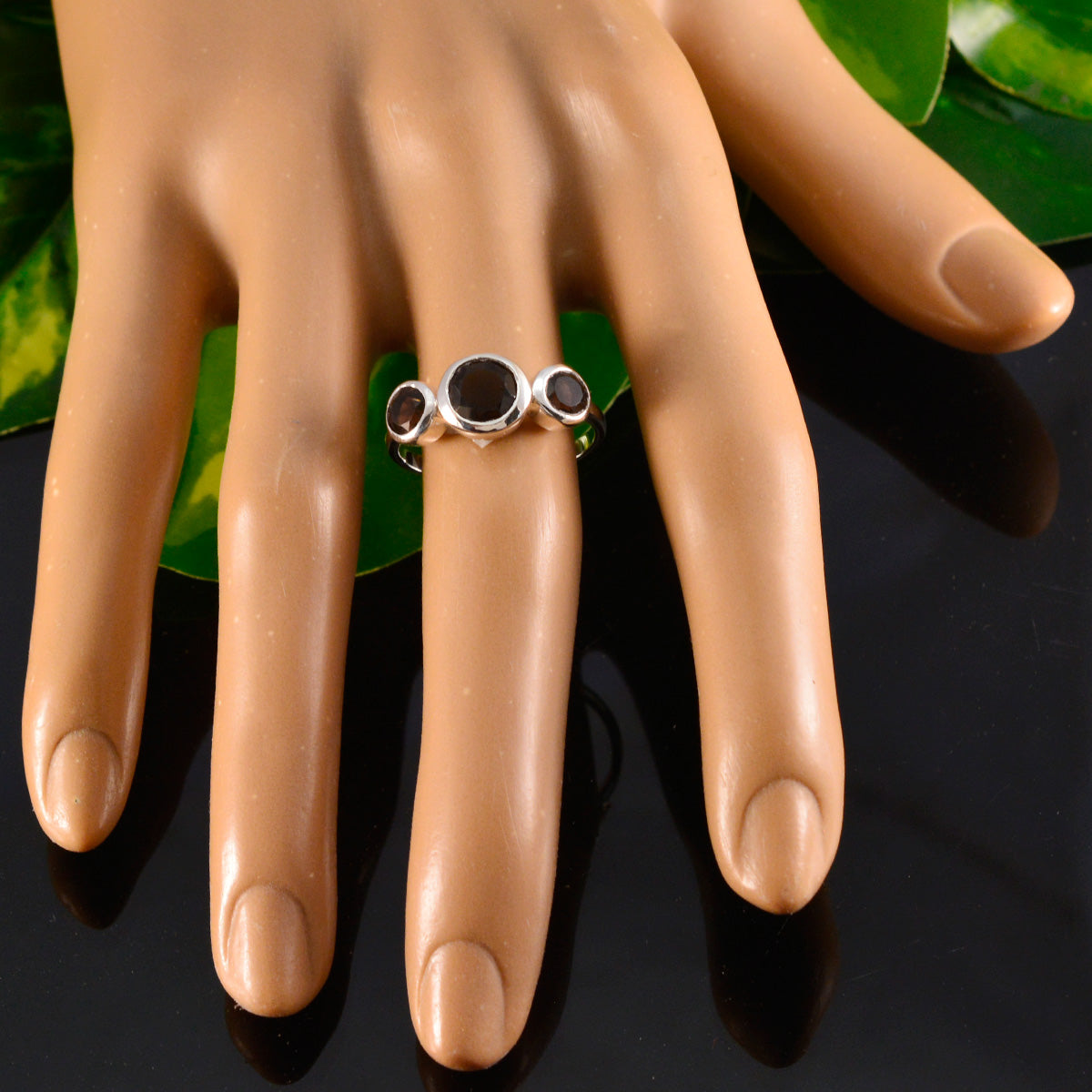 Smoky Quartz Trilogy Japanese Sterling Silver Brown Gemstone Whisper thin Romantic Ring Jewellery