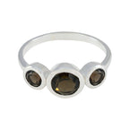 Smoky Quartz Trilogy Japanese Sterling Silver Brown Gemstone Whisper thin Romantic Ring Jewellery