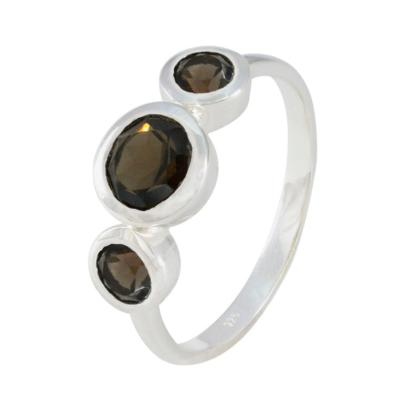 Smoky Quartz Trilogy Japanese Sterling Silver Brown Gemstone Whisper thin Romantic Ring Jewellery