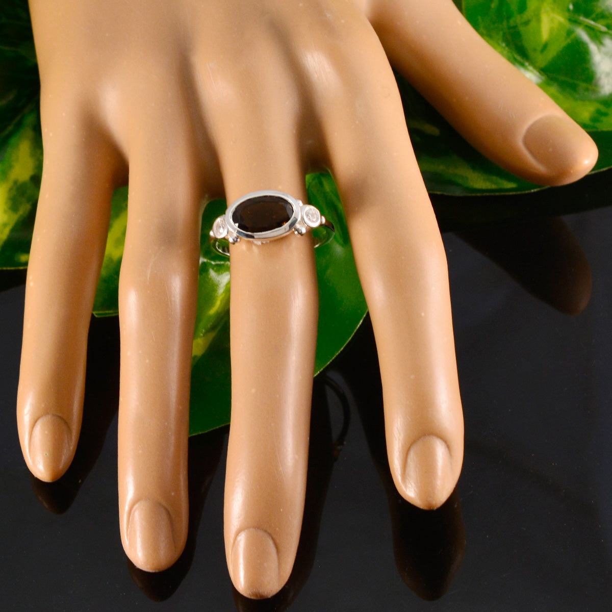 Smoky Quartz Trilogy Turkish 925 Sterling Silver Brown Gemstones Whisper thin Romantic Ring Jewellery