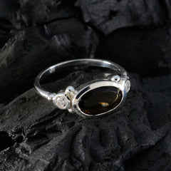 Smoky Quartz Trilogy Turkish 925 Sterling Silver Brown Gemstones Whisper thin Romantic Ring Jewellery