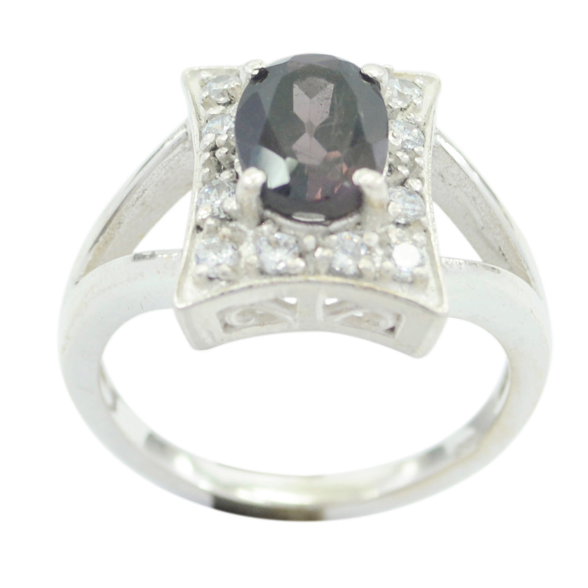 smoky quartz Halo Turkish 925 Sterling Silver Brown Gemstones Whisper thin Luxurious Ring Jewelry Hoofdafbeelding