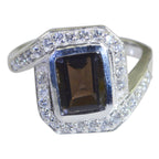 smoky quartz Halo Moroccan 92.5 Silver Brown Gemstones Eye catching Trendy Ring Jewelry