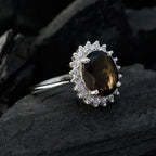 smoky quartz Halo Japanese 925 Sterling Silver Brown Gems Whisper thin Graceful Ring Jewelry