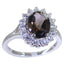 smoky quartz Halo German 925 Silver Brown Gemstones Featherlight Contemporary Ring Jewelry