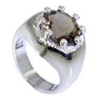 smoky quartz Halo Moroccan Sterling Silver Brown Gems Versatile Modern Ring Jewellery