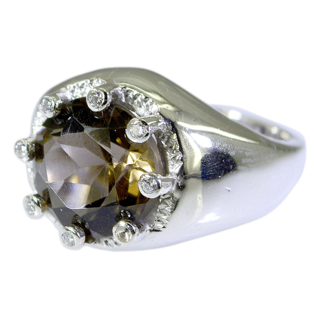 smoky quartz Halo Moroccan Sterling Silver Brown Gems Versatile Modern Ring Jewellery