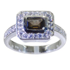 smoky quartz Halo Moroccan 92.5 Silver Brown Gemstone Classic Feminine Ring Jewellery