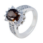 smoky quartz Halo Moroccan Silver Brown Gemstones Classic Contemporary Ring Jewelry