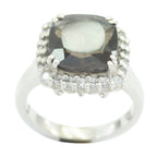 smoky quartz Halo Russian Silver Brown Gems Classic Glamorous Ring Jewelry