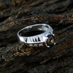 Smoky Quartz Halo German Silver Brown Gems Mid weight Romantic Ring Jewelry