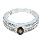 smoky quartz Halo American 92.5 Silver Brown Gemstone Whisper thin Boho Ring Jewelry