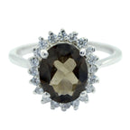 smoky quartz Halo Korean 92.5 Silver Brown Gemstones Whisper thin Modern Ring Jewelry