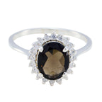 smoky quartz Halo Korean 92.5 Silver Brown Gemstones Whisper thin Modern Ring Jewelry
