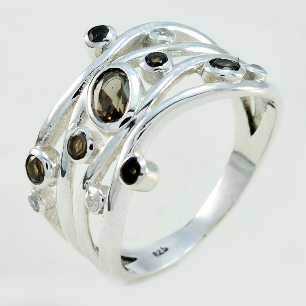 Multi Stone multiple Russian 92.5 Silver multicolor Gemstone Mid weight Graceful Ring Jewellery