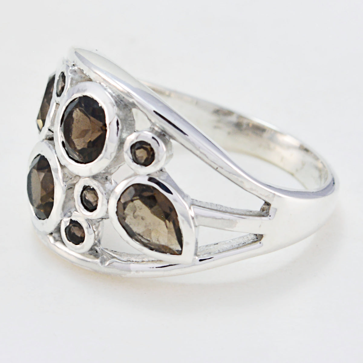 smoky quartz quarter African 92.5 Silver Brown Gems Minimal Glamorous Ring Jewellery