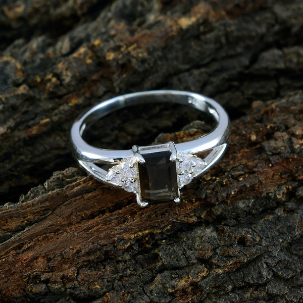 Smoky Quartz Halo American Silver Brown Gemstone Dainty Luxurious Ring Jewellery