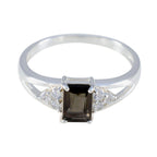 Smoky Quartz Halo American Silver Brown Gemstone Dainty Luxurious Ring Jewellery