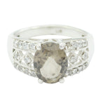 smoky quartz Halo German Sterling Silver Brown Gemstone Minimal Trendy Ring Jewellery