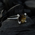 smoky quartz Halo African 925 Silver Brown Gemstones Slim Feminine Ring Jewellery