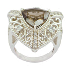 smoky quartz Halo Egyptian 92.5 Silver Brown Gemstones Statement Filigree Ring Jewellery