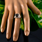 Smoky Quartz Halo French 92.5 Silver Brown Gemstones Mid weight Feminine Ring Jewelry