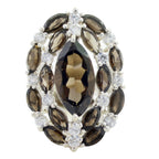 smoky quartz multiple Moroccan 925 Silver Brown Gemstones Essential  Trendy Ring Jewelry