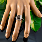Smoky Quartz Halo German 925 Silver Brown Gemstones Minimal Artisan Ring Jewellery