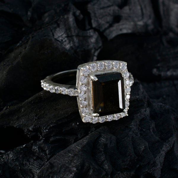 Smoky Quartz Halo German 925 Silver Brown Gemstones Minimal Artisan Ring Jewellery