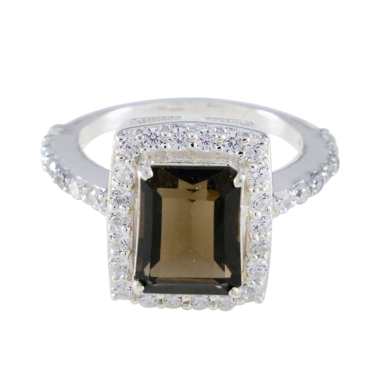 Smoky Quartz Halo German 925 Silver Brown Gemstones Minimal Artisan Ring Jewellery メイン画像