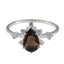 Smoky Quartz Halo Korean Silver Brown Gems Delicate Contemporary Ring Jewelry