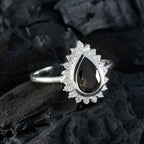 Smoky Quartz Halo Korean 92.5 Silver Brown Gems Dainty Graceful Ring Jewelry