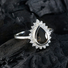 Smoky Quartz Halo Korean 92.5 Silver Brown Gems Dainty Graceful Ring Jewelry