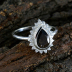 Smoky Quartz Halo Korean 92.5 Silver Brown Gems Dainty Graceful Ring Jewelry