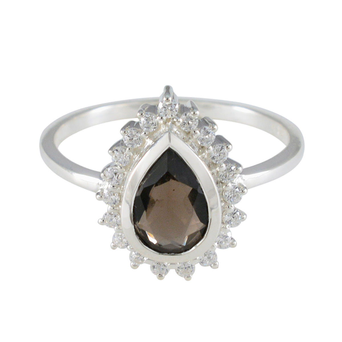 Rauchquarz Halo Koreanisch 92,5 Silber Braune Edelsteine Zierlicher Anmutiger Ring Schmuck メイン画像