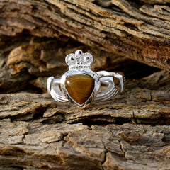 Tiger Eye Solitaire German 92.5 Silver Brown Gems Tiny Romantic Ring Jewellery