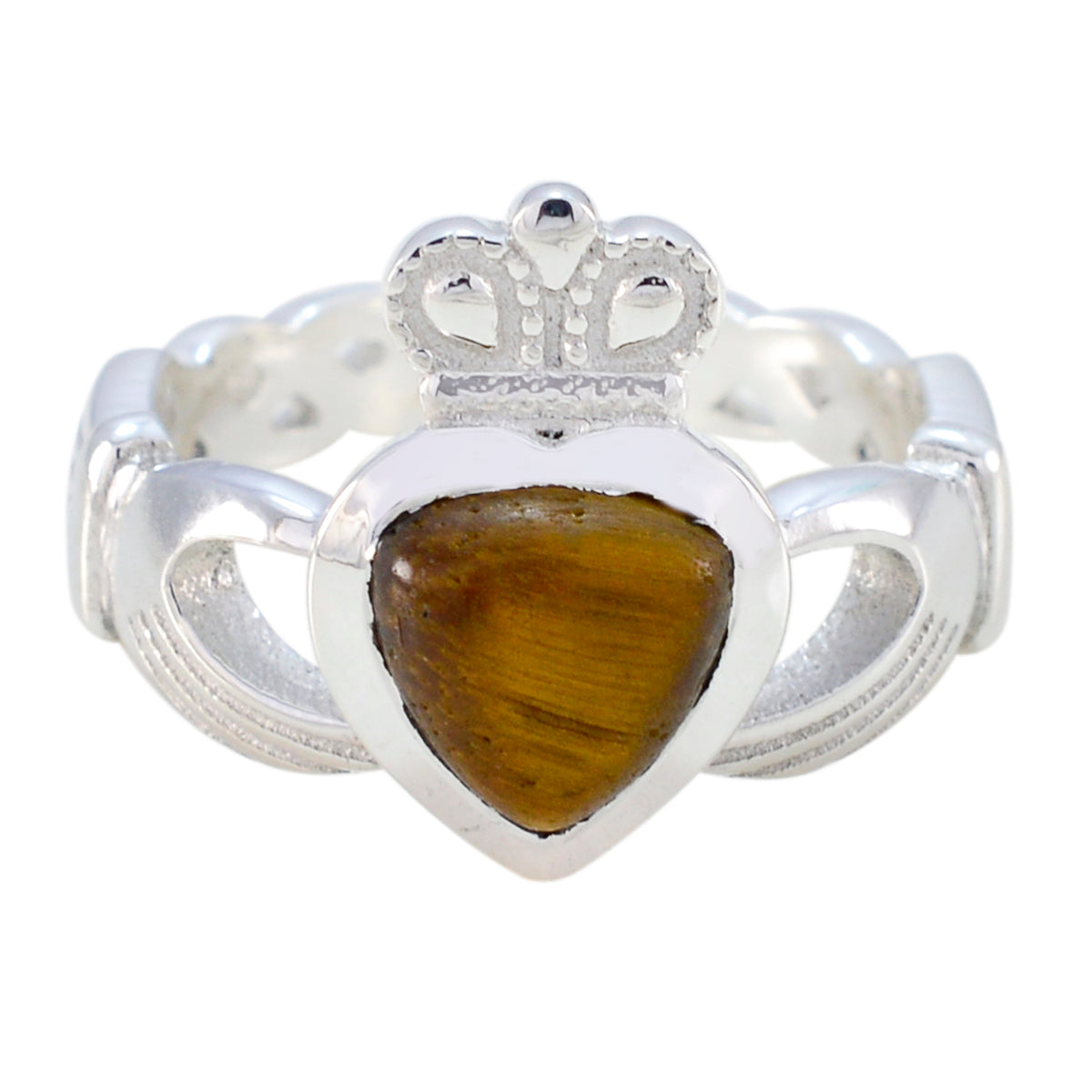Tiger Eye Solitaire German 92.5 Silver Brown Gems Tiny Romantic Ring Jewellery Huvudsaklig produktbild